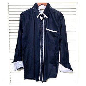 Navy Blue Andrea BOSSI Dress Shirt